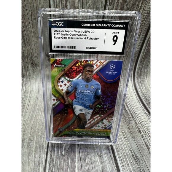 2024-25 Topps Finest Uefa CC Justin Oboavwoduo #112 Rose Gold Mini Diamond /50 - Picture 1 of 10